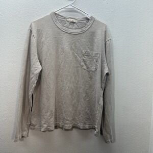 Alex Mill Men's Tan Long Sleeve T-Shirt Size L Crewneck Elevated Basics Preppy